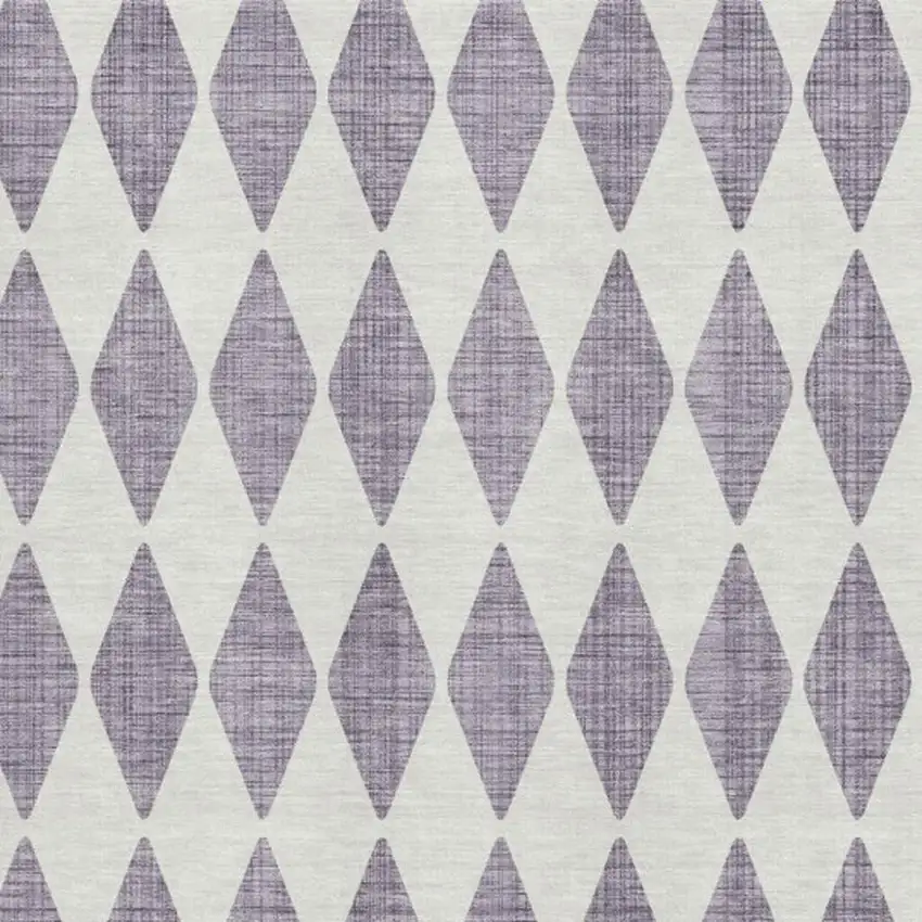 Purple And Ivory Diamond Washable Area Rug With UV Protection Photo 3