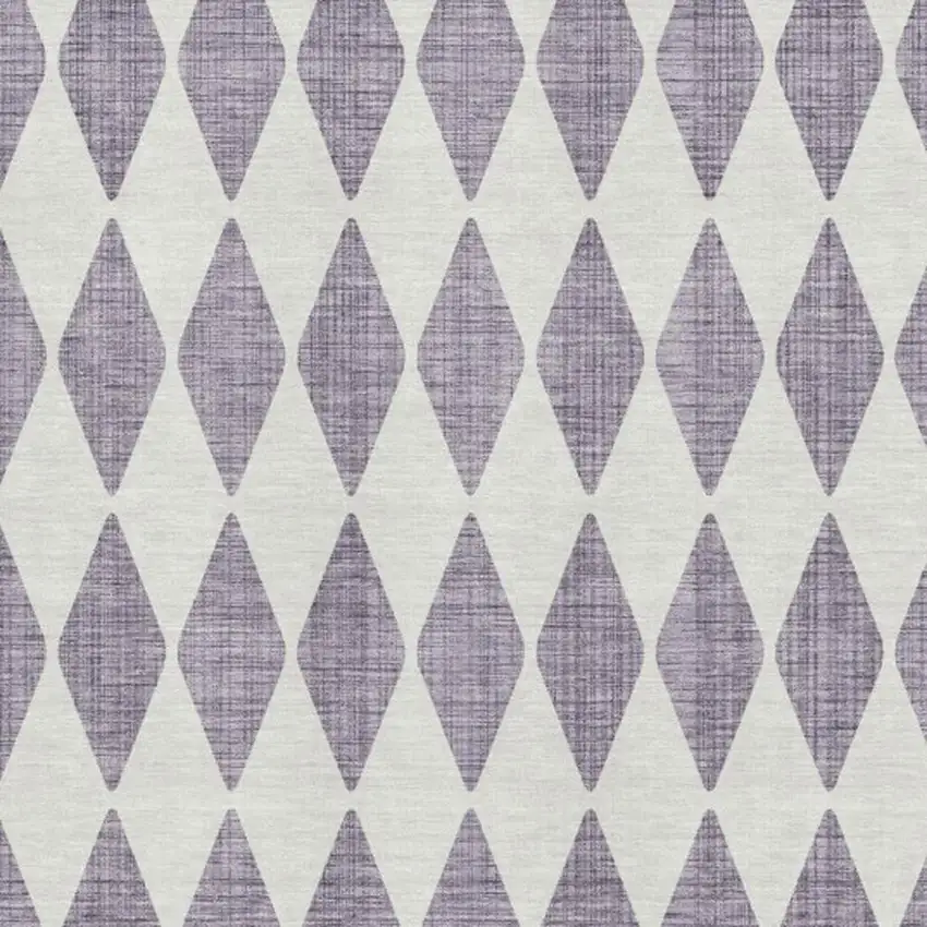 Purple And Ivory Diamond Washable Area Rug With UV Protection Photo 3