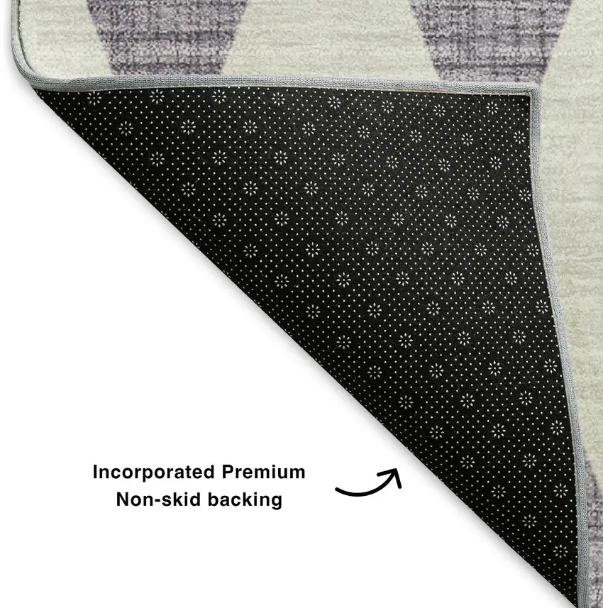 Purple And Ivory Diamond Washable Area Rug With UV Protection Photo 7