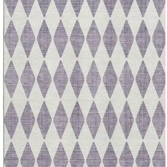 Purple And Ivory Diamond Washable Area Rug With UV Protection Photo 4