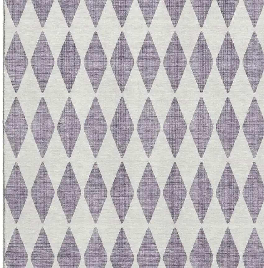 Purple And Ivory Diamond Washable Area Rug With UV Protection Photo 4