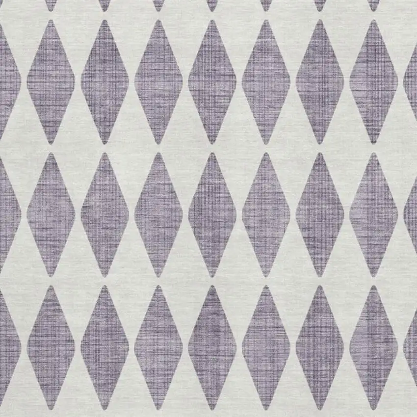 Purple And Ivory Diamond Washable Area Rug With UV Protection Photo 3