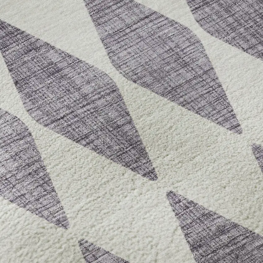 Purple And Ivory Diamond Washable Area Rug With UV Protection Photo 8