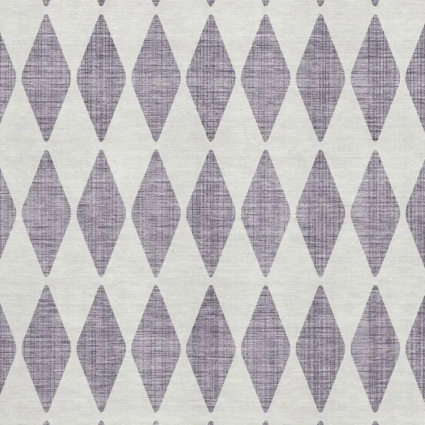 Purple And Ivory Diamond Washable Area Rug With UV Protection Photo 3
