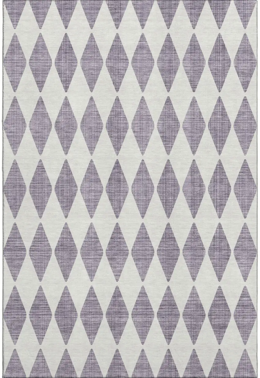 Purple And Ivory Diamond Washable Area Rug With UV Protection Photo 1