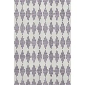 Photo of Purple And Ivory Diamond Washable Area Rug With UV Protection