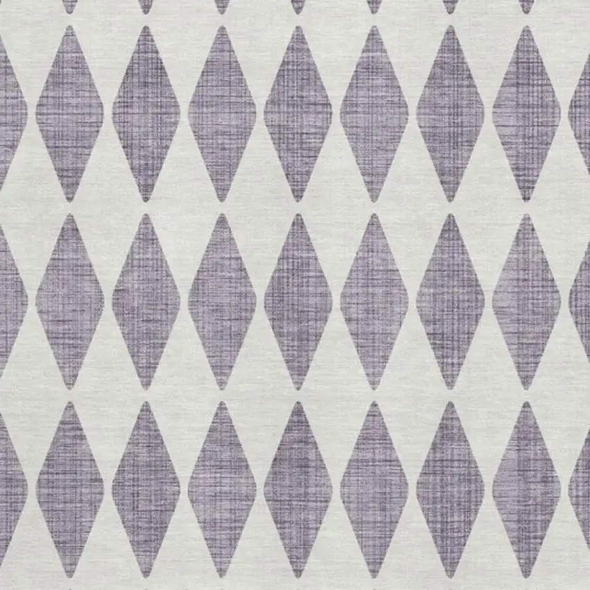Purple And Ivory Diamond Washable Area Rug With UV Protection Photo 3