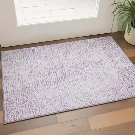 Purple And Ivory Diamond Washable Area Rug With UV Protection Photo 1