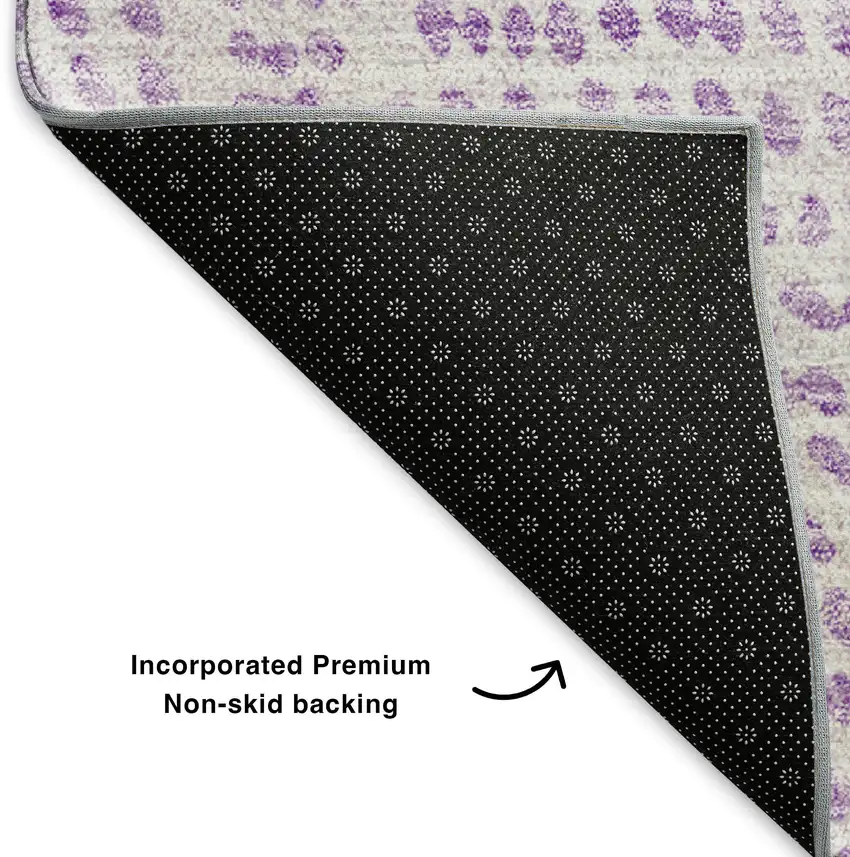 Purple And Ivory Diamond Washable Area Rug With UV Protection Photo 7