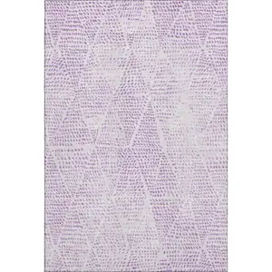 Photo of Purple And Ivory Diamond Washable Area Rug With UV Protection