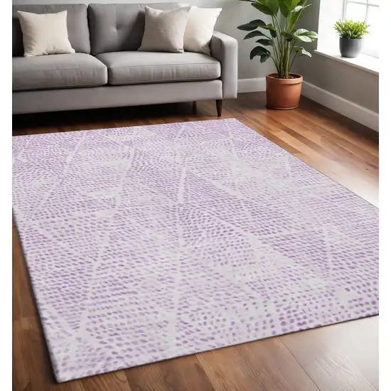 Purple And Ivory Diamond Washable Area Rug With UV Protection Photo 2