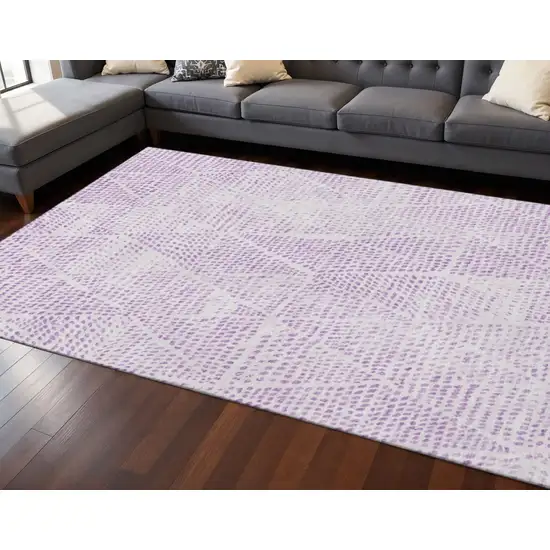 Purple And Ivory Diamond Washable Area Rug With UV Protection Photo 2