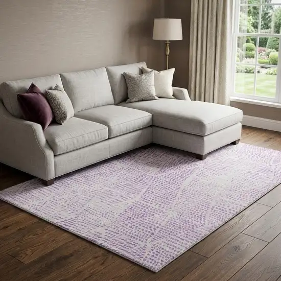 Purple And Ivory Diamond Washable Area Rug With UV Protection Photo 1