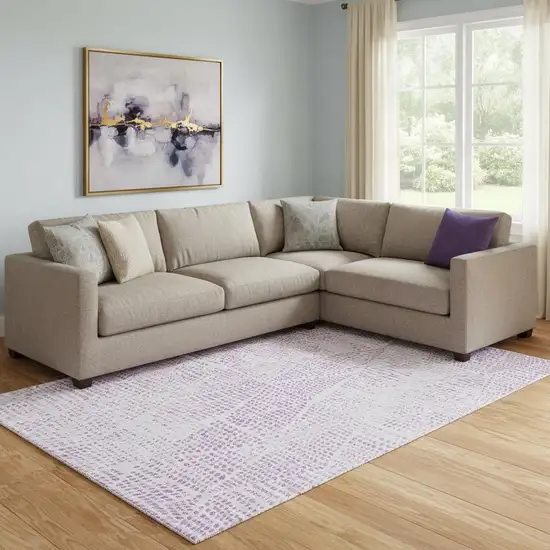 Purple And Ivory Diamond Washable Area Rug With UV Protection Photo 1