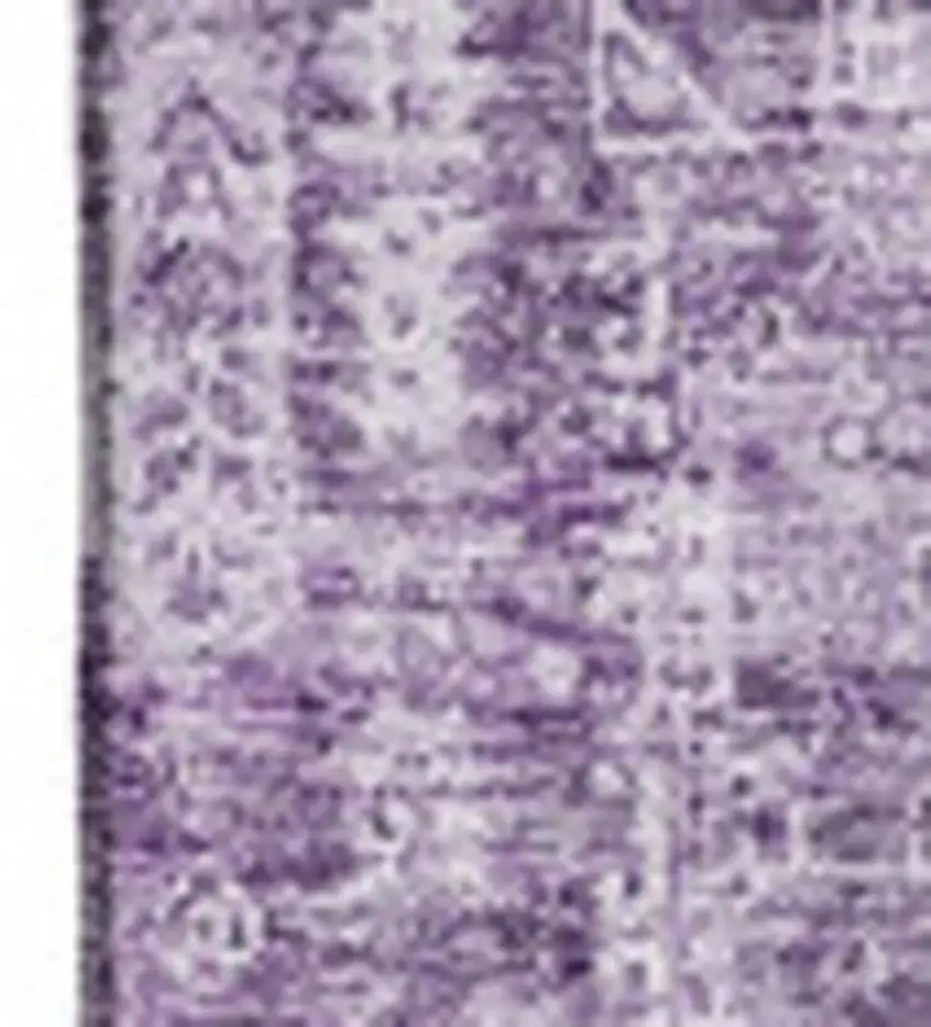 Purple And Ivory Floral Washable Area Rug With UV Protection Photo 3
