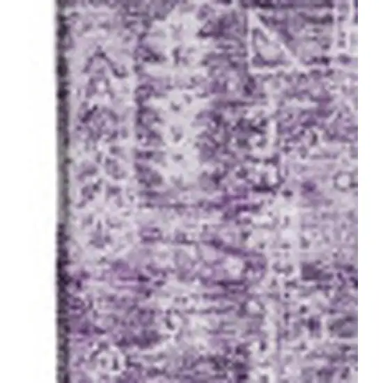 Purple And Ivory Floral Washable Area Rug With UV Protection Photo 3