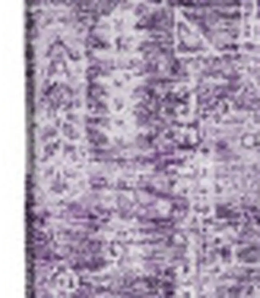 Purple And Ivory Floral Washable Area Rug With UV Protection Photo 3