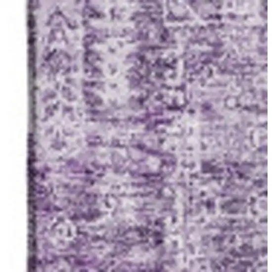 Purple And Ivory Floral Washable Area Rug With UV Protection Photo 3