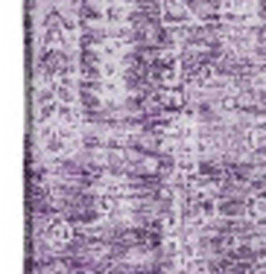 Purple And Ivory Floral Washable Area Rug With UV Protection Photo 3