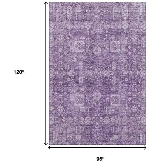 Purple And Ivory Floral Washable Area Rug With UV Protection Photo 3