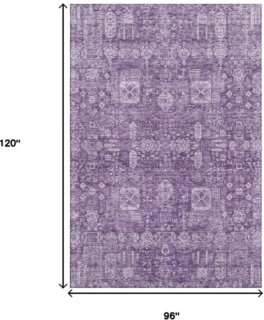 Purple And Ivory Floral Washable Area Rug With UV Protection Photo 3