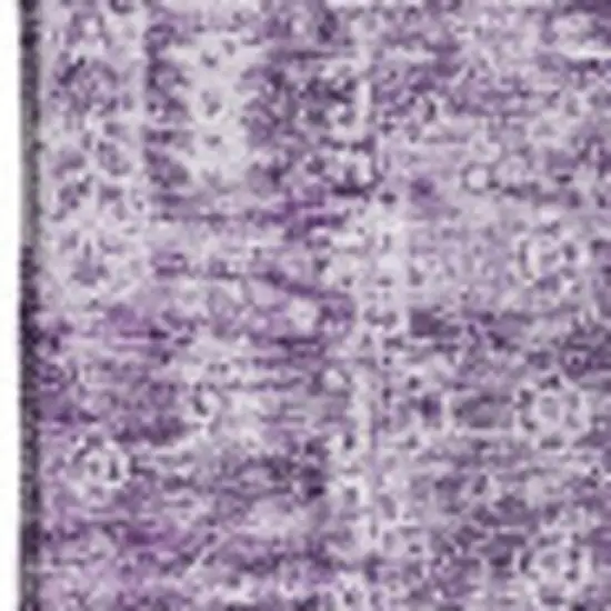 Purple And Ivory Floral Washable Area Rug With UV Protection Photo 3