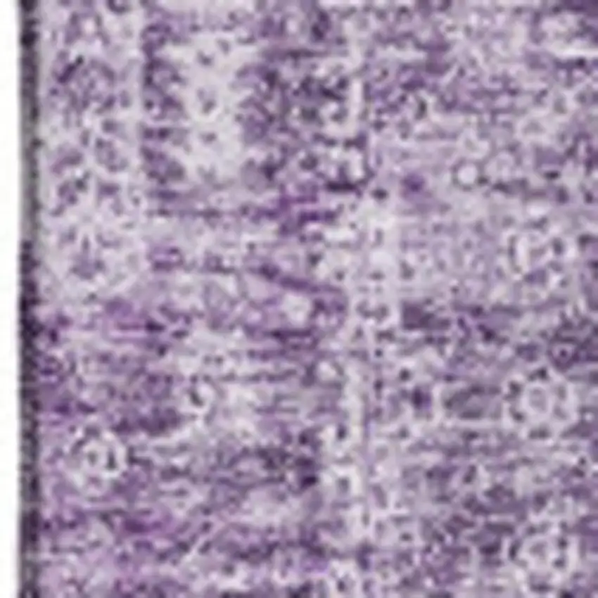 Purple And Ivory Floral Washable Area Rug With UV Protection Photo 3