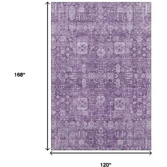 Purple And Ivory Floral Washable Area Rug With UV Protection Photo 3