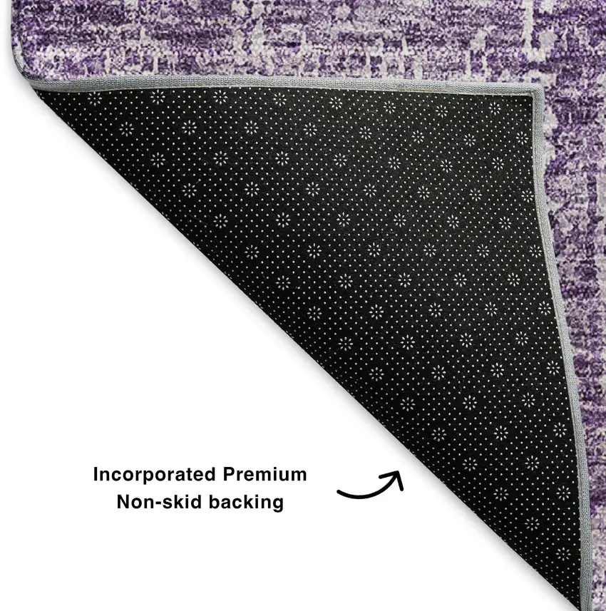 Purple And Ivory Floral Washable Area Rug With UV Protection Photo 7