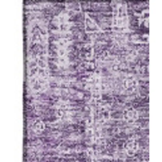 Purple And Ivory Floral Washable Area Rug With UV Protection Photo 3