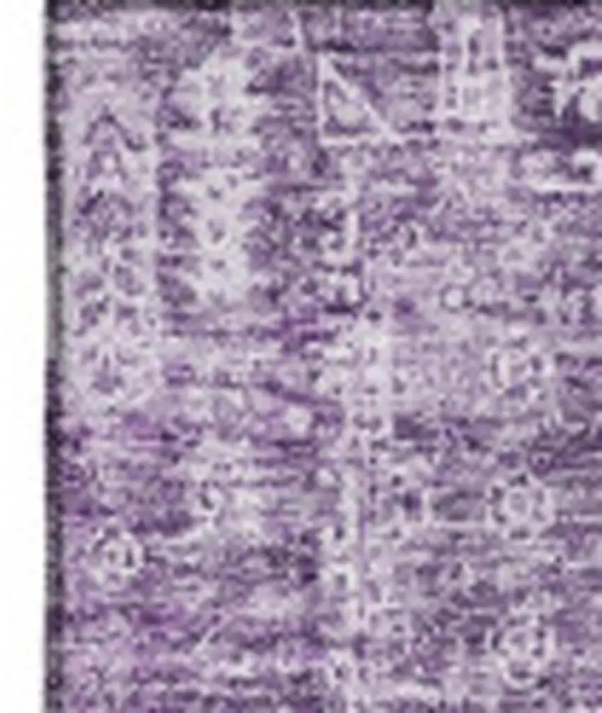Purple And Ivory Floral Washable Area Rug With UV Protection Photo 3