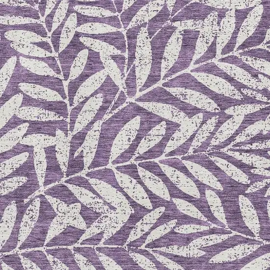 Purple And Ivory Floral Washable Area Rug With UV Protection Photo 3