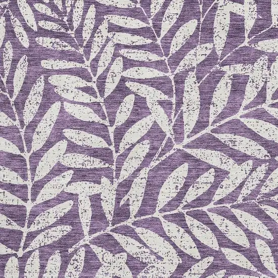 Purple And Ivory Floral Washable Area Rug With UV Protection Photo 3