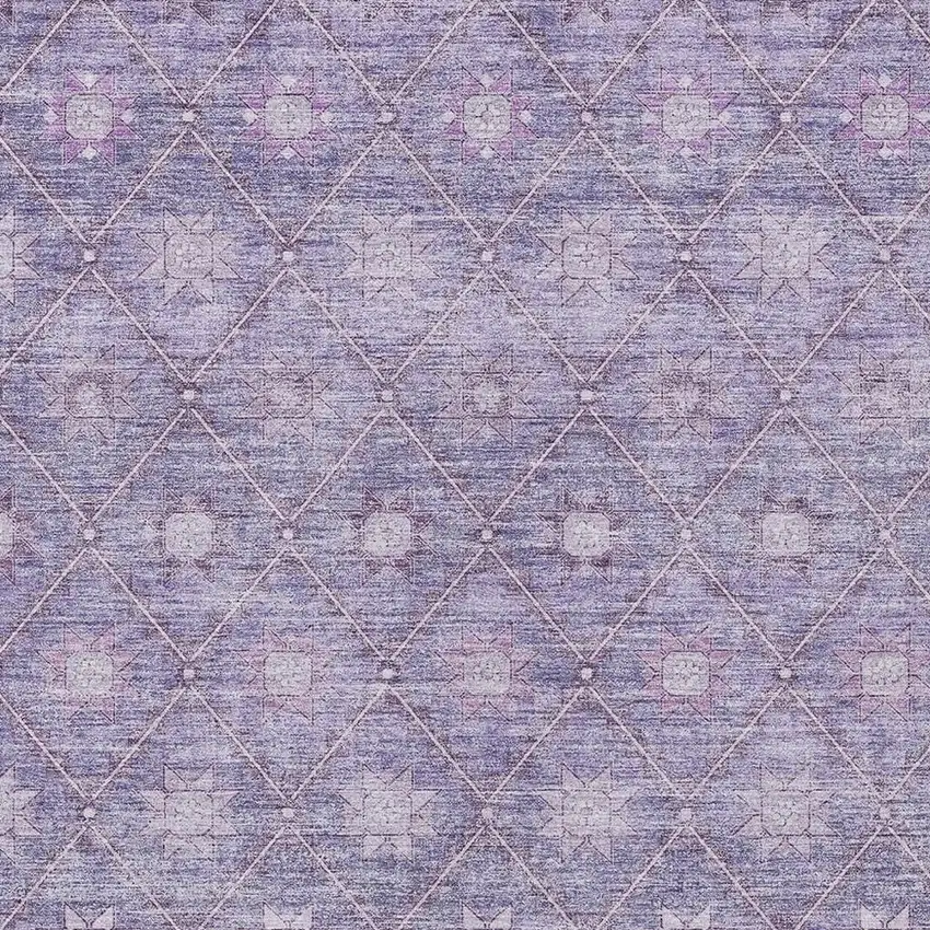 Purple And Ivory Floral Washable Indoor Outdoor Area Rug Photo 3