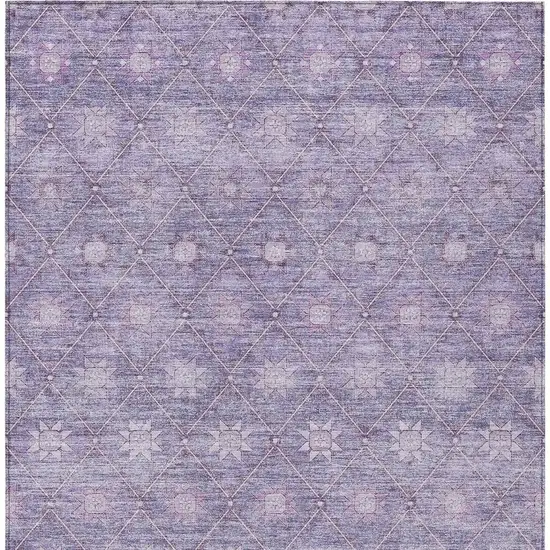 Purple And Ivory Floral Washable Indoor Outdoor Area Rug Photo 4