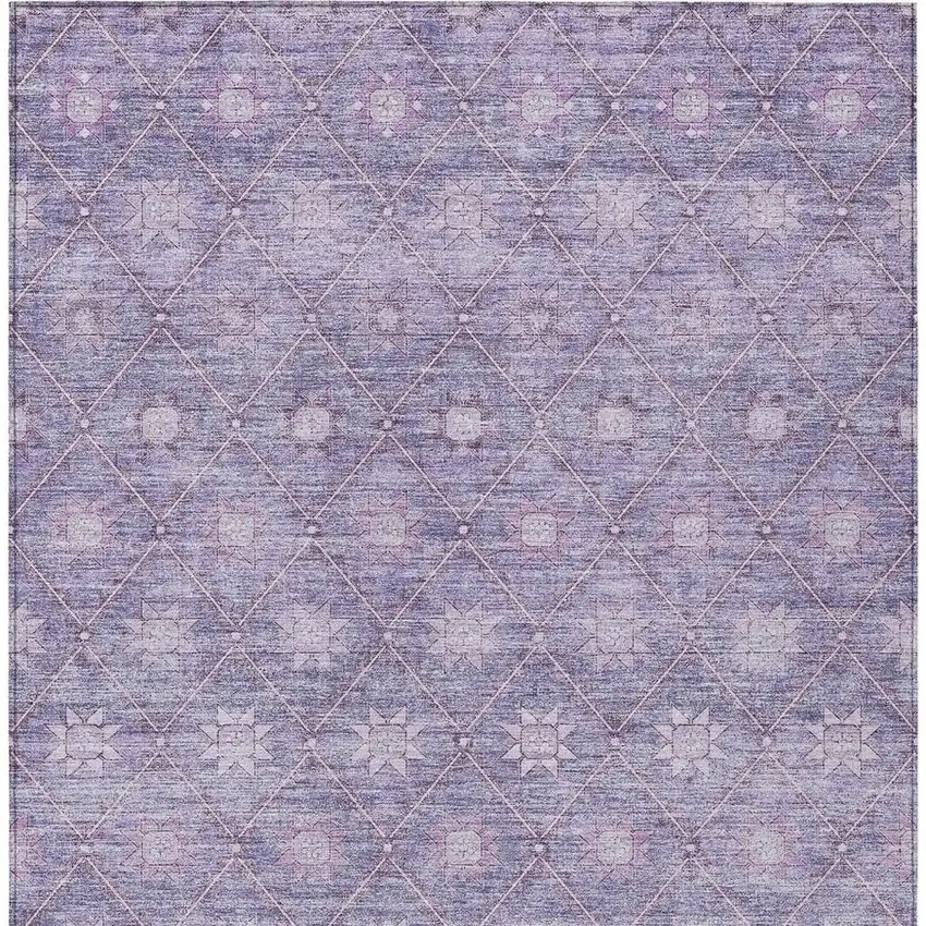 Purple And Ivory Floral Washable Indoor Outdoor Area Rug Photo 4