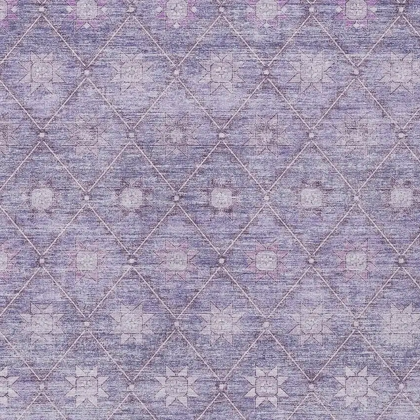 Purple And Ivory Floral Washable Indoor Outdoor Area Rug Photo 4