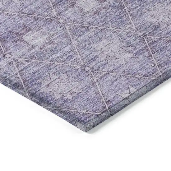 Purple And Ivory Floral Washable Indoor Outdoor Area Rug Photo 8
