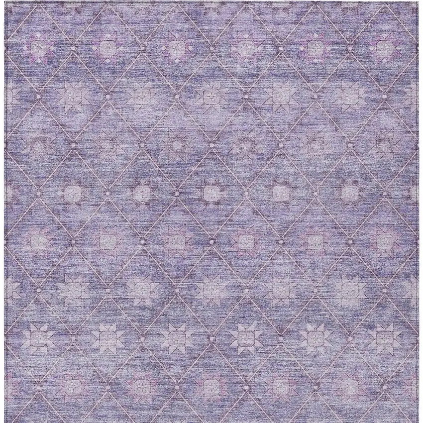Purple And Ivory Floral Washable Indoor Outdoor Area Rug Photo 9