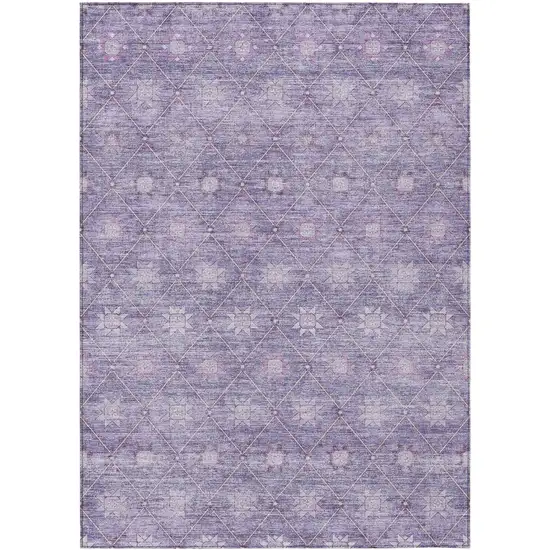 Purple And Ivory Floral Washable Indoor Outdoor Area Rug Photo 1
