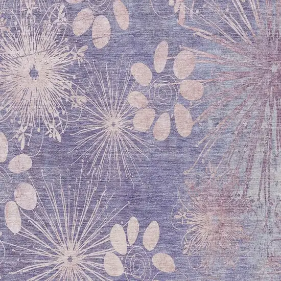 Purple And Ivory Floral Washable Indoor Outdoor Area Rug Photo 6