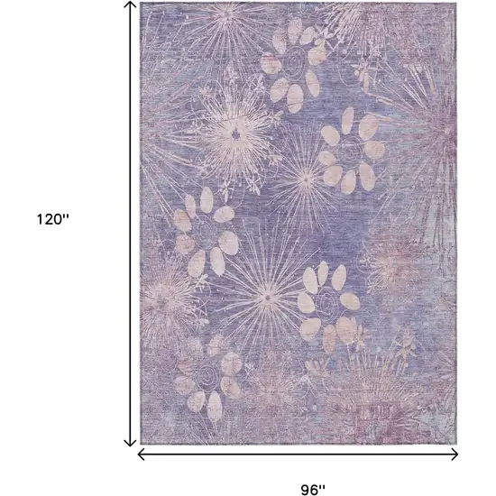 Purple And Ivory Floral Washable Indoor Outdoor Area Rug Photo 3