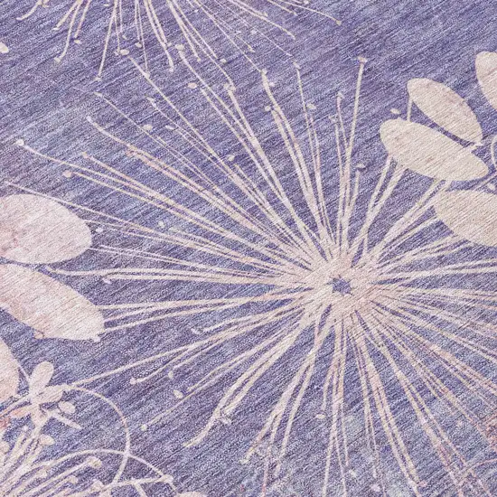 Purple And Ivory Floral Washable Indoor Outdoor Area Rug Photo 7