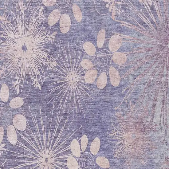 Purple And Ivory Floral Washable Indoor Outdoor Area Rug Photo 6