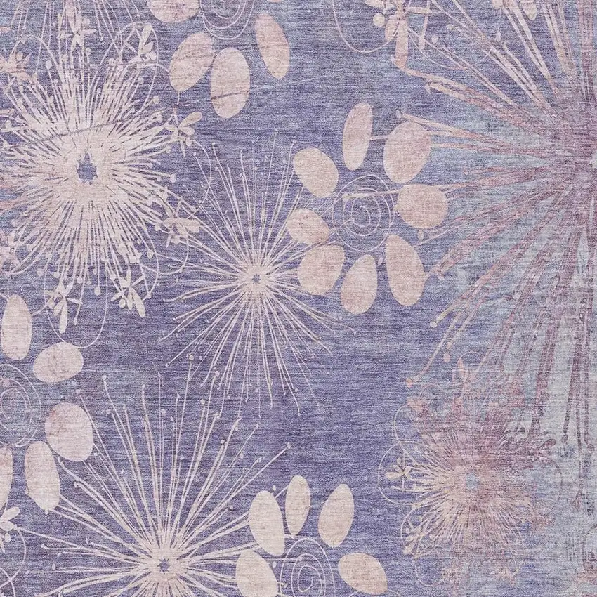 Purple And Ivory Floral Washable Indoor Outdoor Area Rug Photo 6