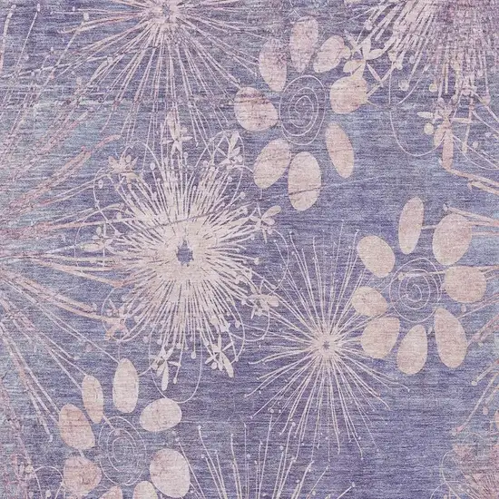 Purple And Ivory Floral Washable Indoor Outdoor Area Rug Photo 6