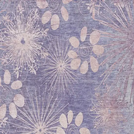 Purple And Ivory Floral Washable Indoor Outdoor Area Rug Photo 6