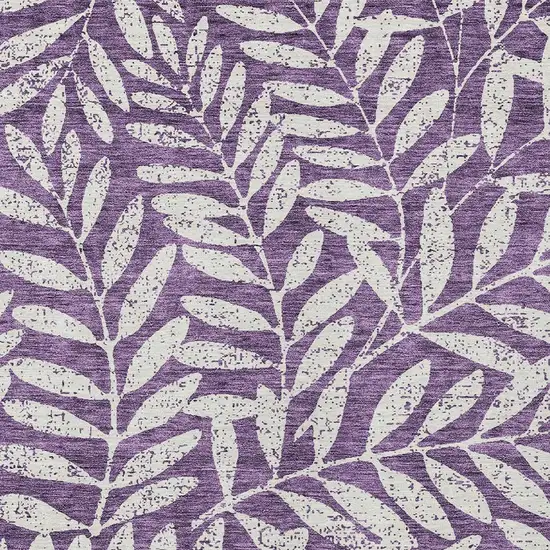 Purple And Ivory Floral Washable Indoor Outdoor Area Rug Photo 6