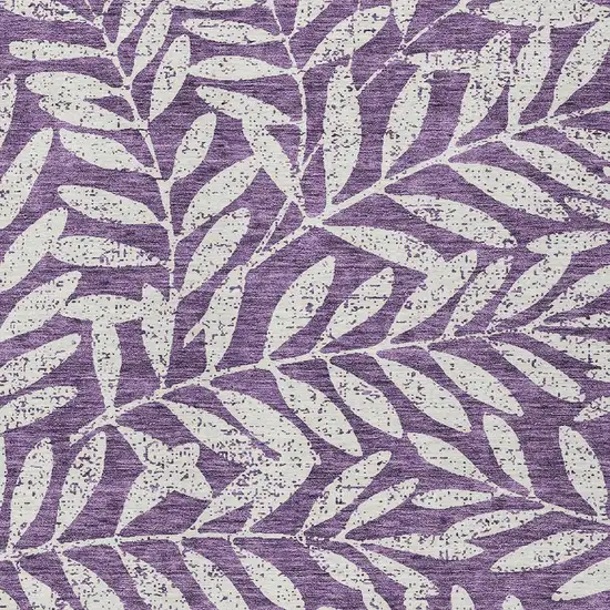 Purple And Ivory Floral Washable Indoor Outdoor Area Rug Photo 6