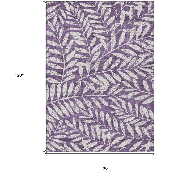 Purple And Ivory Floral Washable Indoor Outdoor Area Rug Photo 3